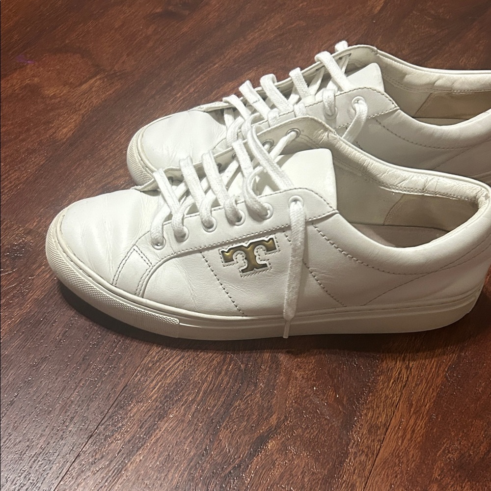 Tory Burch Cream Leather Sneakers